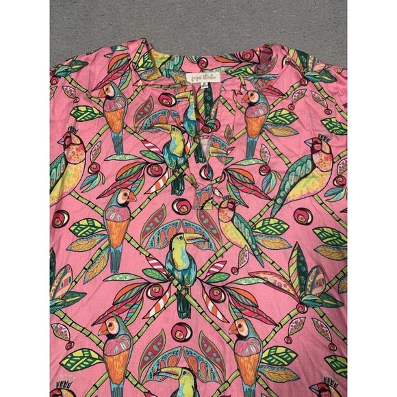 Jaye’s Studio Women’s Dress Bamboo Birds Luxe Sateen Day Pink Small S Cap Sleeve - Picture 2 of 11